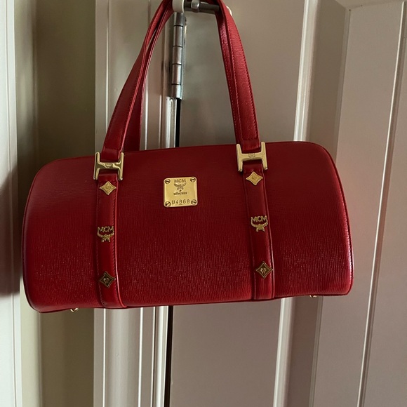 MCM Red Shoulder Bag with Gold Accents - Picture 1 of 2